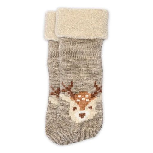 [01-38722.6] Warme Babysocken mit Reh-Motiv (Braun, 15-16)