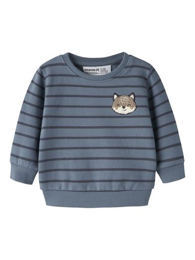 [01-38799.10] Baby Sweatshirt Gestreift Fuchs (Graublau, 86)