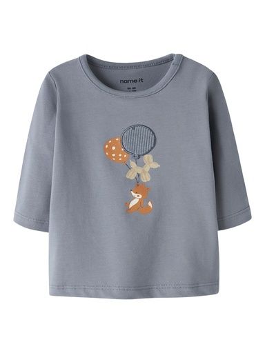 [01-38800.1] Baby Langarmshirt mit Druck (Blau, 56)