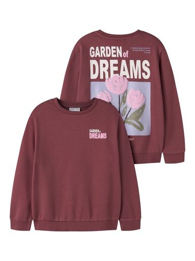 [01-38845.1] Mädchen Sweatshirt mit Rückenprint (Bordeaux, 158-164)