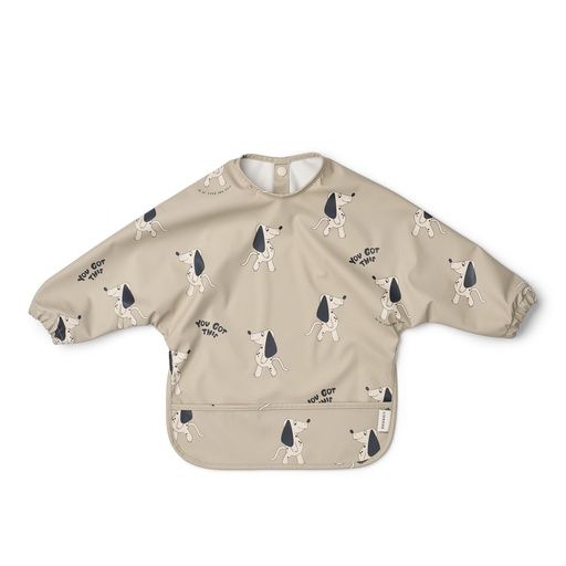 [01-38863.1] Langarmlätzchen plastifiziert mit Print (Beige)