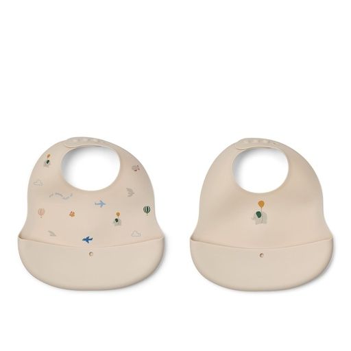 [01-38891.1] 2er-Set Silikon-Lätzchen mit Print (Creme)
