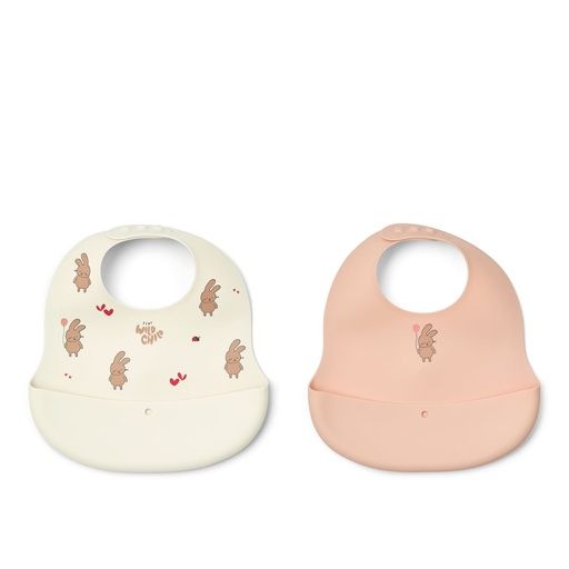 [01-38891.2] 2er-Set Silikon-Lätzchen mit Print (Rosa)