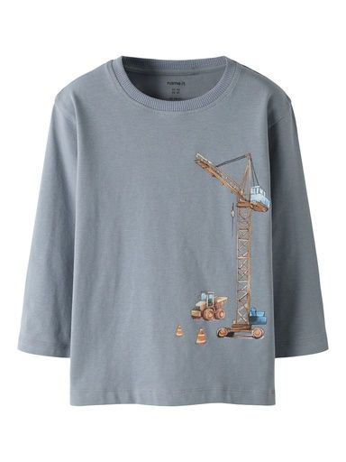 [01-38931.1] Knaben Langarmshirt Baustelle (Graublau, 98)