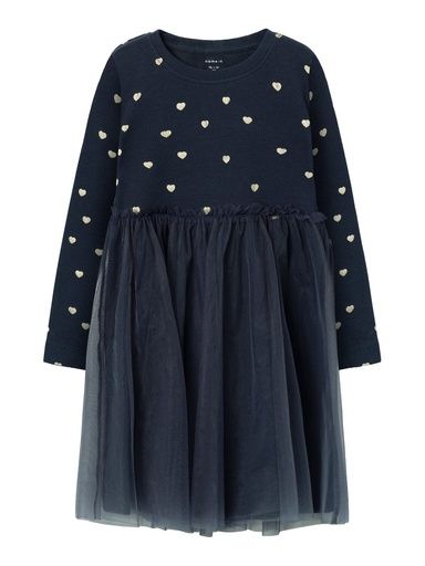 [01-38934.1] Langarmkleid mit Tüllrock (Dunkelblau, 92)