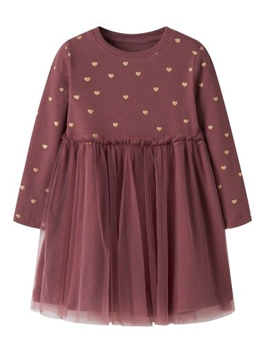 [01-38934.14] Langarmkleid mit Tüllrock (Bordeaux, 92)