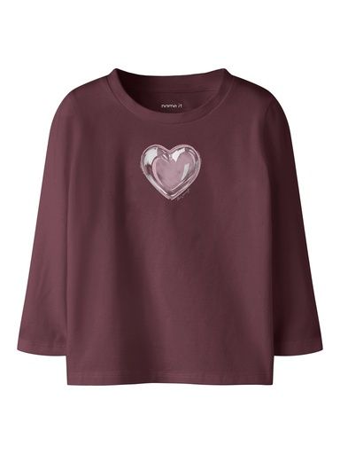 [01-39204.10] Mädchen Langarmshirt mit Druck (Bordeaux, 104)