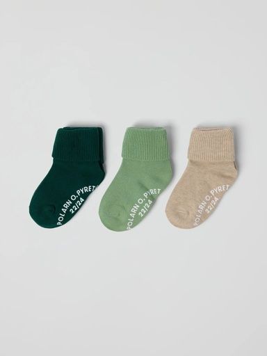 [01-38482.10] 3er-Pack Anti-Rutsch-Kindersocken (Grün, 22/24)