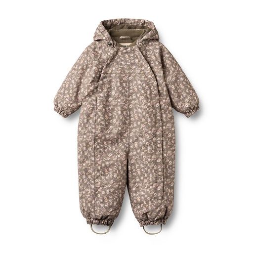 [01-38883.4] Warmer wasserfester Baby-Winteroverall geblümt (Braun, 80)