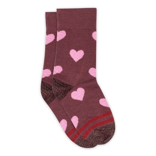 [01-39253.0] Kinder-Socken mit Herzchen-Print (Bordeaux, 25)