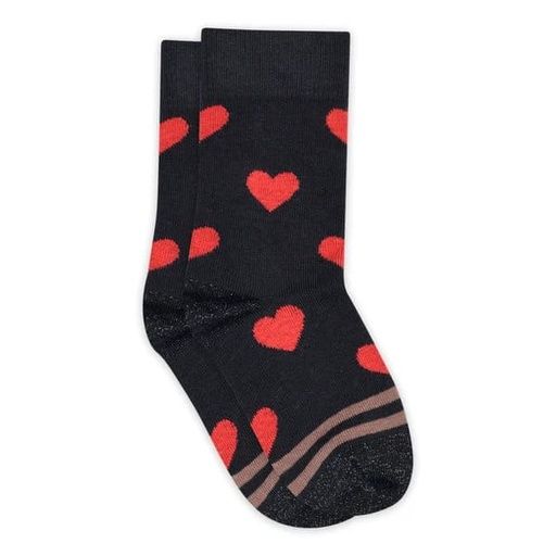 [01-39253.4] Kinder-Socken mit Herzchen-Print (Schwarz, 25)