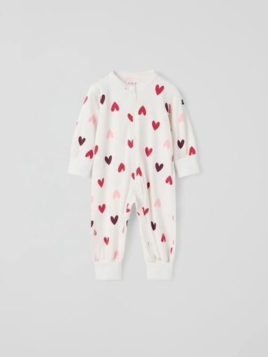 [01-39311.1] Baby-Pyjama Reisverschluss Herzenmotiv (62/68)
